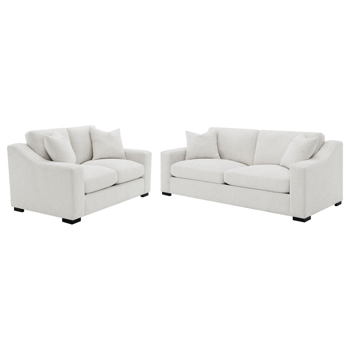 CoasterEveryday Ashlyn 2-piece upholstered track arm sofa set in sand fabric