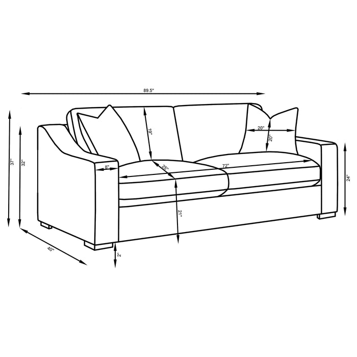 Ashlyn 2-piece Upholstered Track Arm Sofa Set Sand