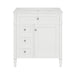 Modern Giga bathroom vanity with top sink, two drawers, and a tip-out drawer, offering stylish bathroom storage.