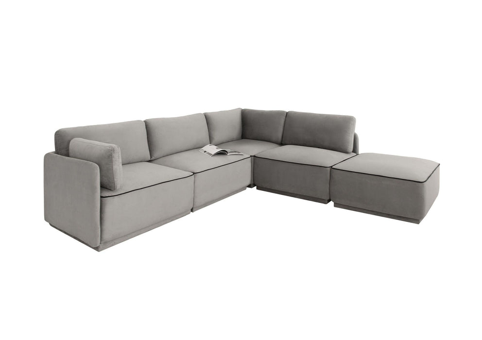 Modern Sectional Sofa With Ottoman - Light Gray