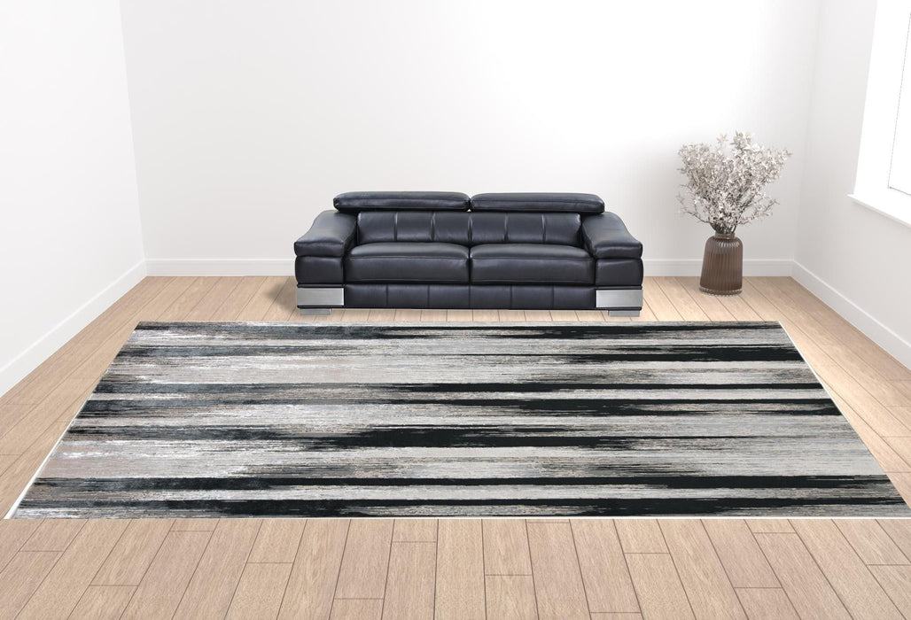 13' x 20' Abstract Power Loom Area Rug - Beige And Black