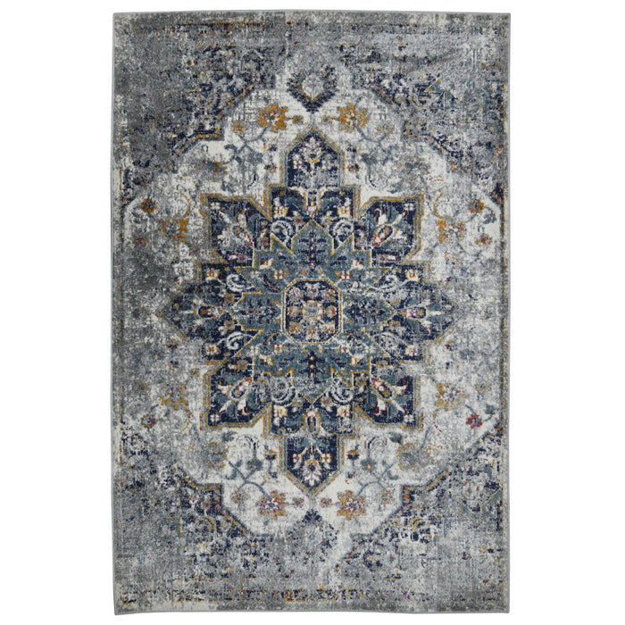 9' x 12' Medallion Power Loom Area Rug - Gray