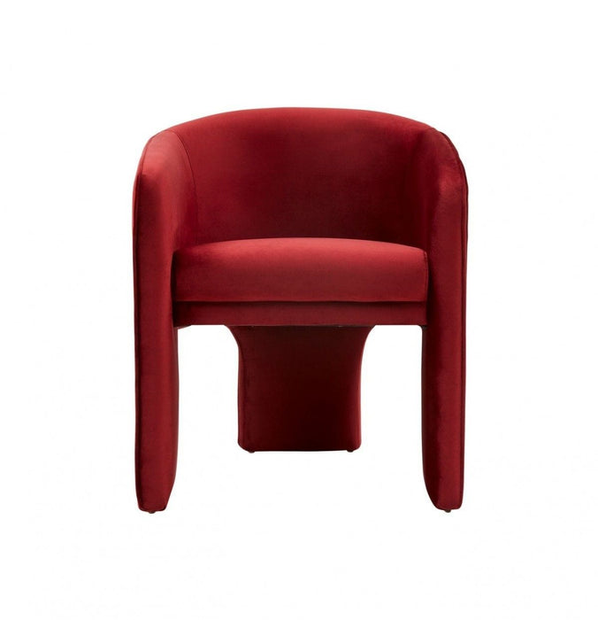 Contemporary Velvet Three Legged Chair - Dark Burnt Orange