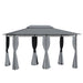 Outsunny outdoor patio gazebo with vented roof, steel frame, and curtains in sage gray, ideal for garden, lawn, or backyard shade.