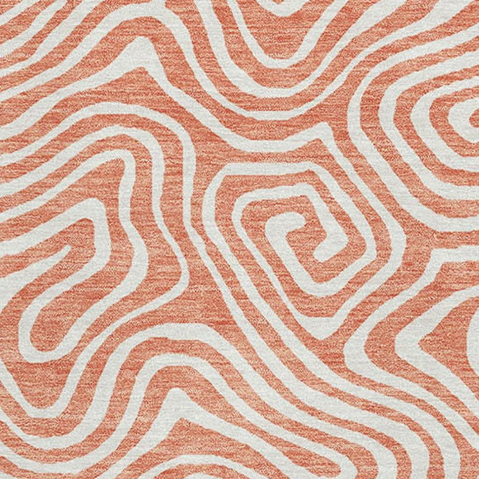 10' X 14' Abstract Washable Area Rug With UV Protection (680909) - Salmon / Ivory