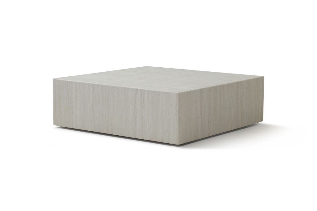 Genuine Marble Square Wheel Coffee Table - Beige