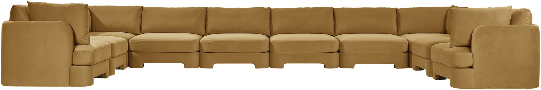 Meridian Furniture Hammond velvet performance fabric 10-piece sectional sofa with plush upholstery and modern design.