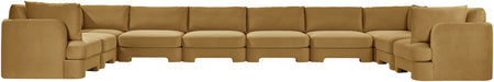 Meridian Furniture Hammond velvet performance fabric 10-piece sectional sofa with plush upholstery and modern design.