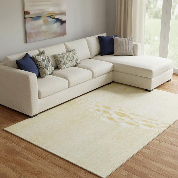 10' X 14' Nautical Washable Area Rug With UV Protection (652779) - Gold / Ivory