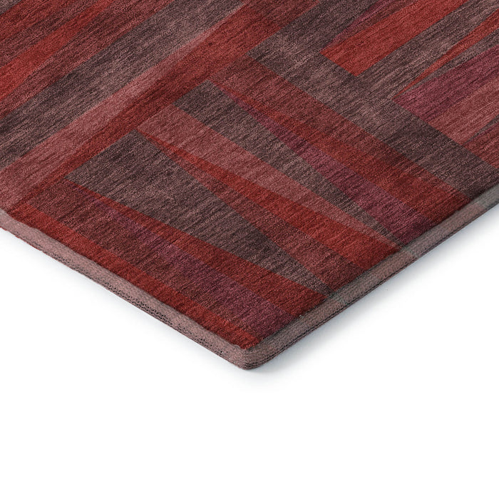 10' X 14' Geometric Washable Area Rug With UV Protection (679462) - Red / Burgundy