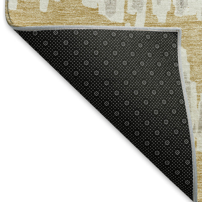 10' X 14' Striped Washable Area Rug With UV Protection (671960) - Gold / Beige