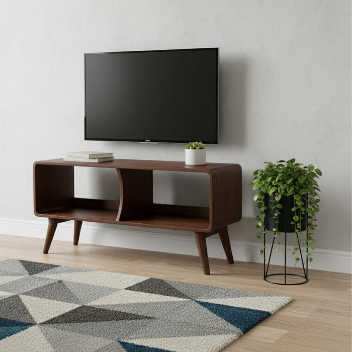 Solid Wood Enclosed Open Storage TV Stand (719196) - Brown