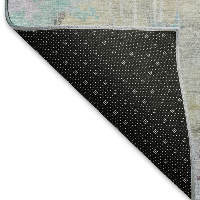 10' X 14' Abstract Washable Area Rug With UV Protection (692154) - Taupe / Teal / Purple