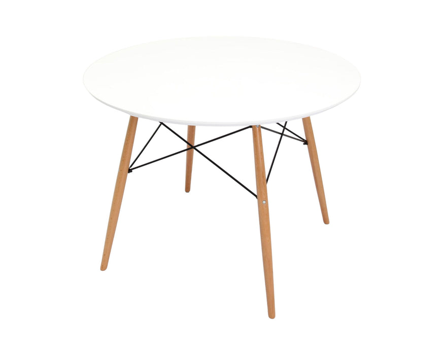 36" Wood Round Top Dining Table - White