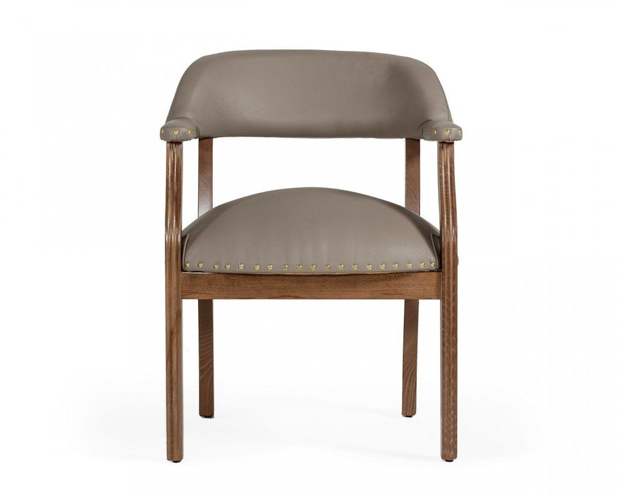 Nailhead Faux Leather Dining Arm Chair - Taupe