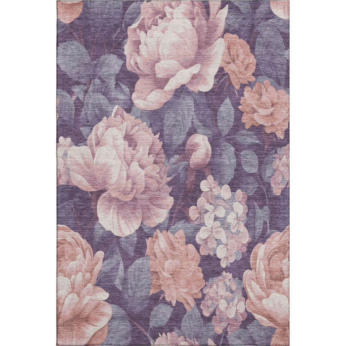 10' X 14' Floral Washable Area Rug With UV Protection (694466) - Salmon / Gray / Ivory