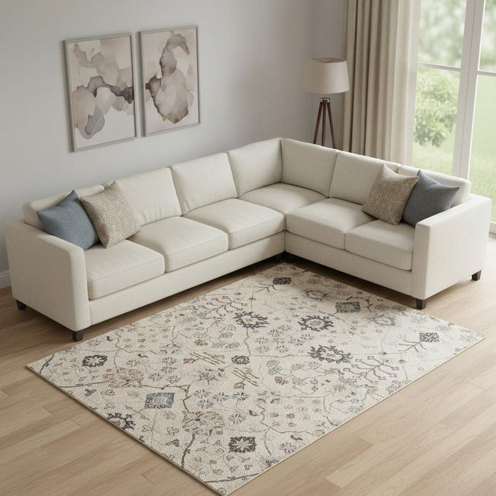 8' X 10' Wool Floral Hand Tufted Area Rug (722333) - Blue / Ivory