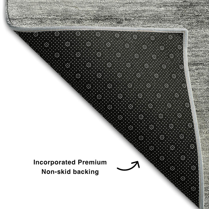 10' X 14' Floral Washable Area Rug With UV Protection (657305) - Gray / Silver