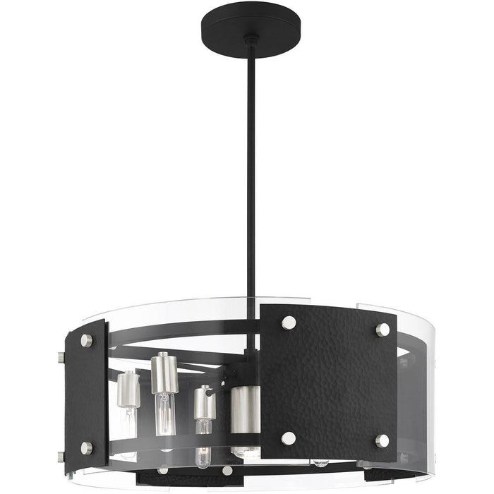 18" Seven Light Dimmable Chandelier With Shades - Black