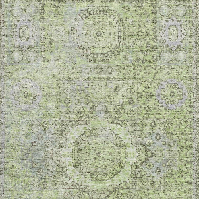 10' X 14' Oriental Washable Area Rug With UV Protection (699746) - Artichoke Green / Gray