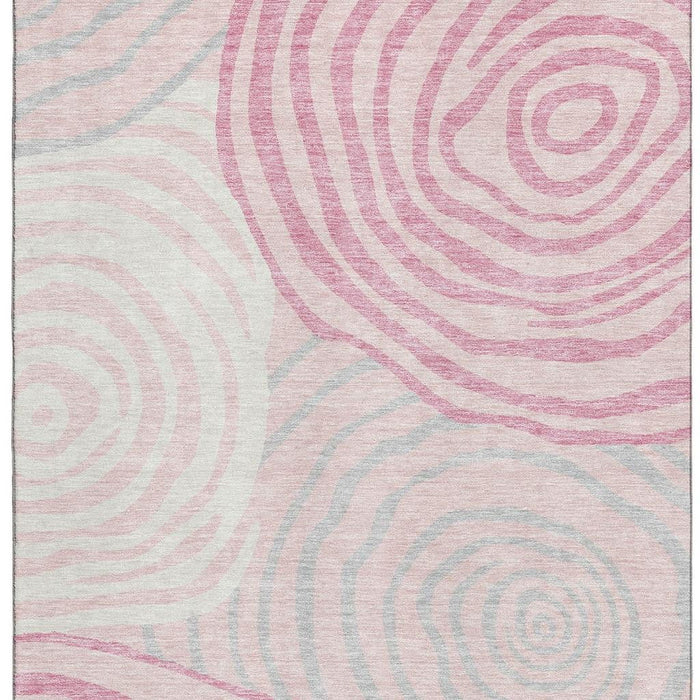 10' X 14' Abstract Washable Area Rug With UV Protection - Pink