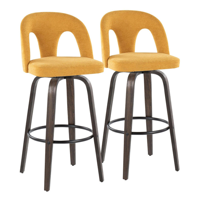 Ava - Upholstered Fixed-Height Barstool (Set of 2) - Walnut Glazed Wood Base