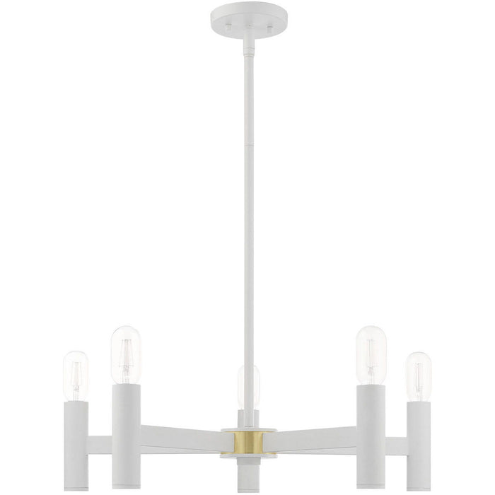 19'' Five Light Dimmable Chandelier With Shades - White