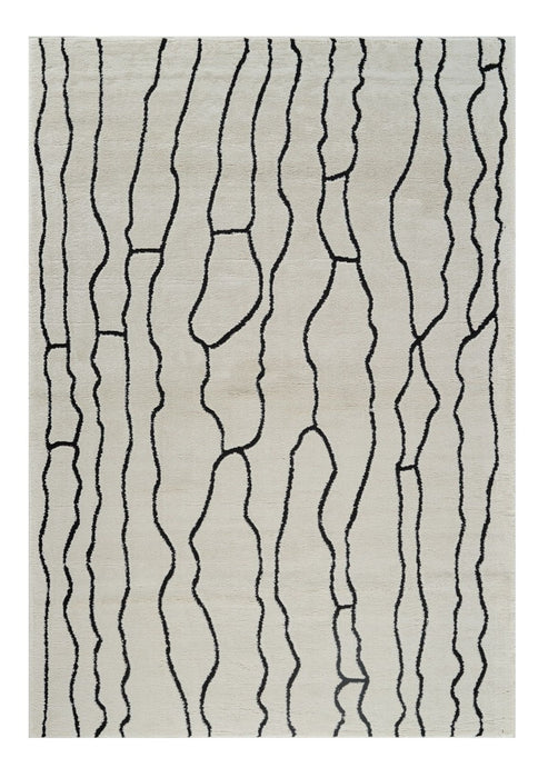8' x 11' Abstract Distressed Area Rug - Cream And Black