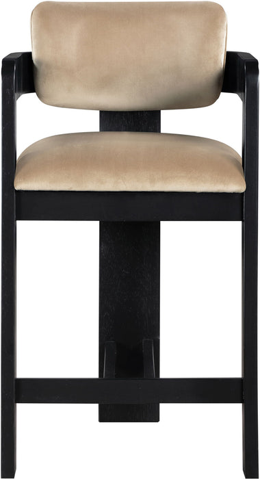 Sacha - Velvet Stool With Black Base