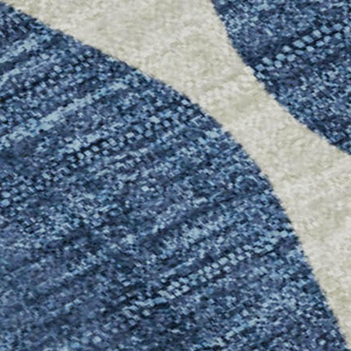 8' X 10' Diamond Washable Area Rug With UV Protection (650072) - Navy Blue / Ivory