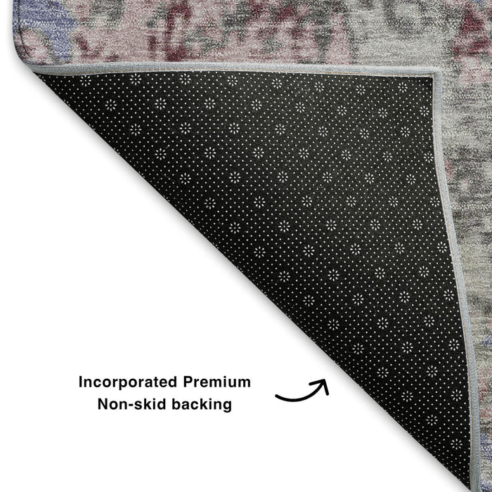 10' X 14' Abstract Washable Area Rug With UV Protection (707809) - Blue / Pink / Ivory