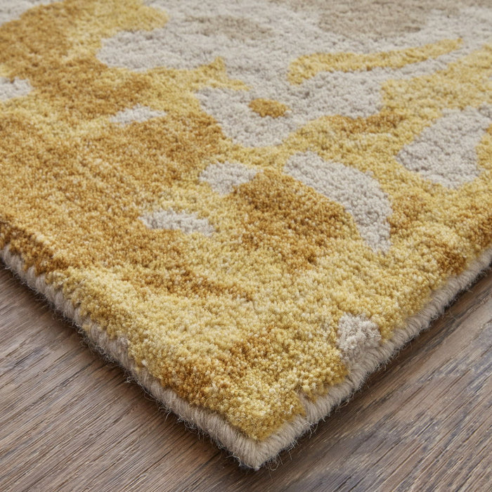 8' x 10' Wool Abstract Tufted Handmade Stain Resistant Area Rug - Ivory Yellow And Blue