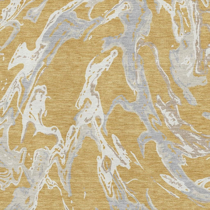 10' X 14' Abstract Washable Area Rug With UV Protection (681239) - Gold / Gray / Beige