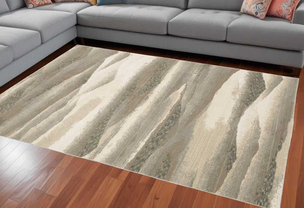 7' x 10' Abstract Power Loom Area Rug - Beige And Gray