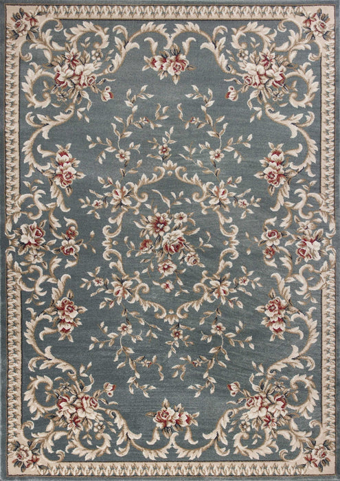 9' x 12' Floral Area Rug - Slate Blue And Ivory