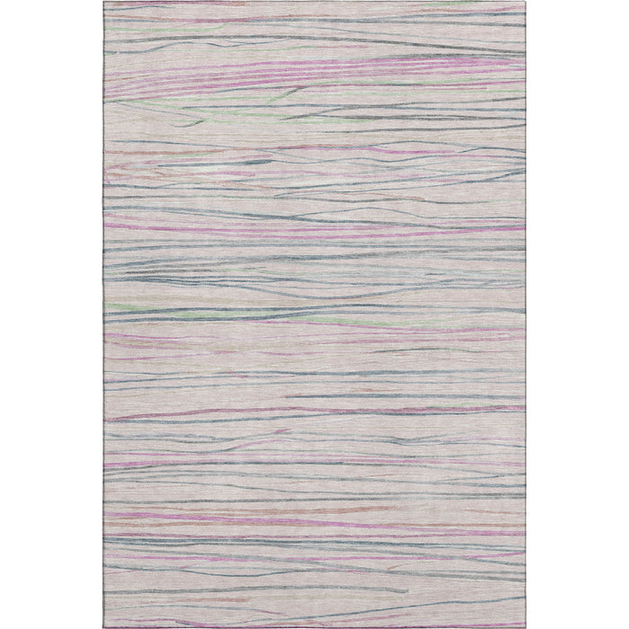 10' X 14' Striped Washable Area Rug With UV Protection (694731) - Pink / Mint Green / Ivory