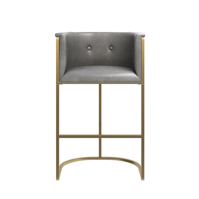 Fabric Low Back Bar Height Bar Chair - Gray / Gold