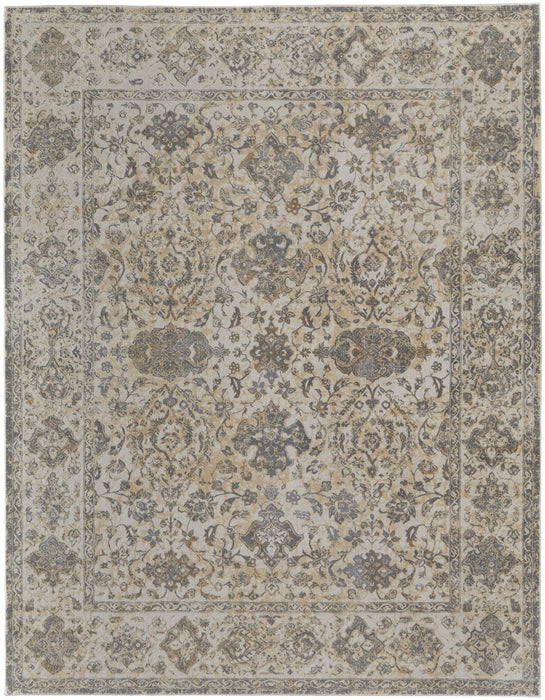 12' x 15' Power Loom Area Rug - Ivory Tan And Gray
