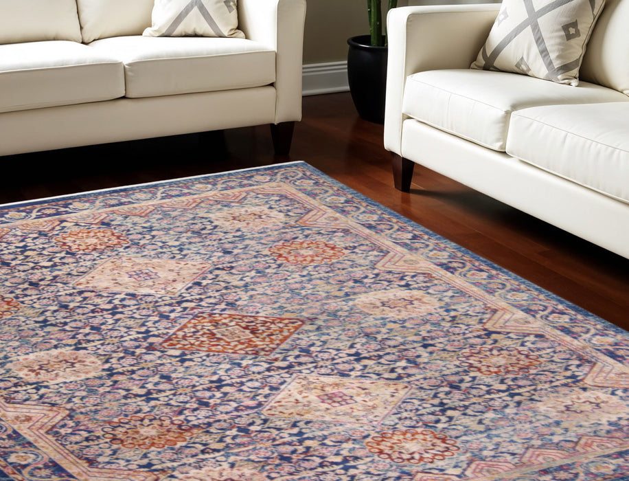 9' X 13' Oriental Power Loom Area Rug - Blue