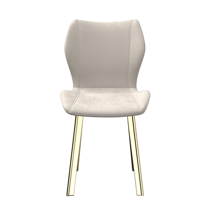 Upholstered Velvet Dining Side Chairs (Set of 4) - Cream / Gold