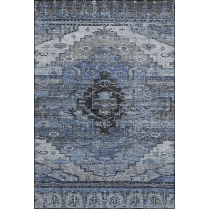 10' X 14' Oriental Washable Area Rug With UV Protection (701033) - Blue / Gray / Charcoal