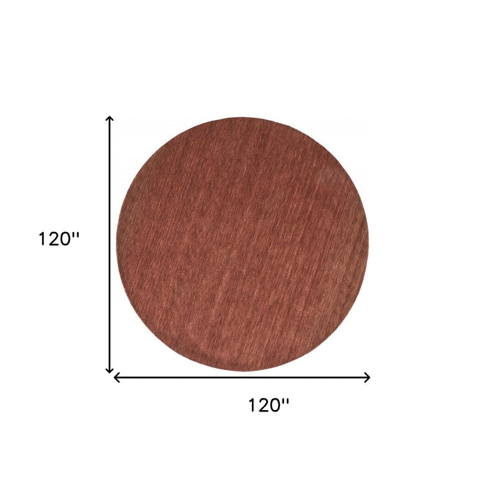 10' Round Wool Hand Woven Area Rug - Orange And Red