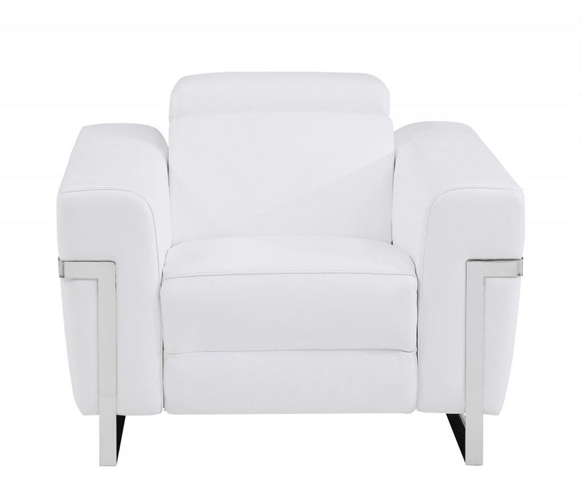 Leather Power Recliner Chair - White