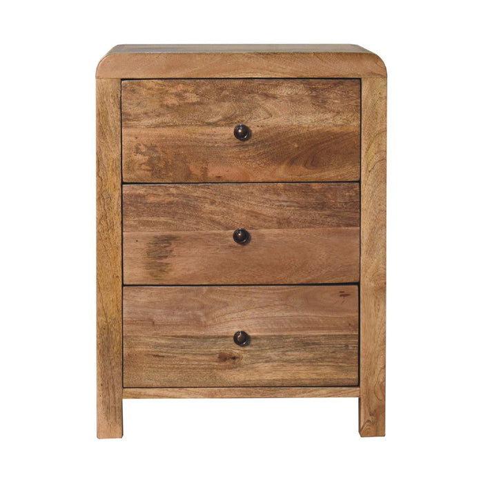 24" Solid Wood Three Drawer Nightstand - Oak