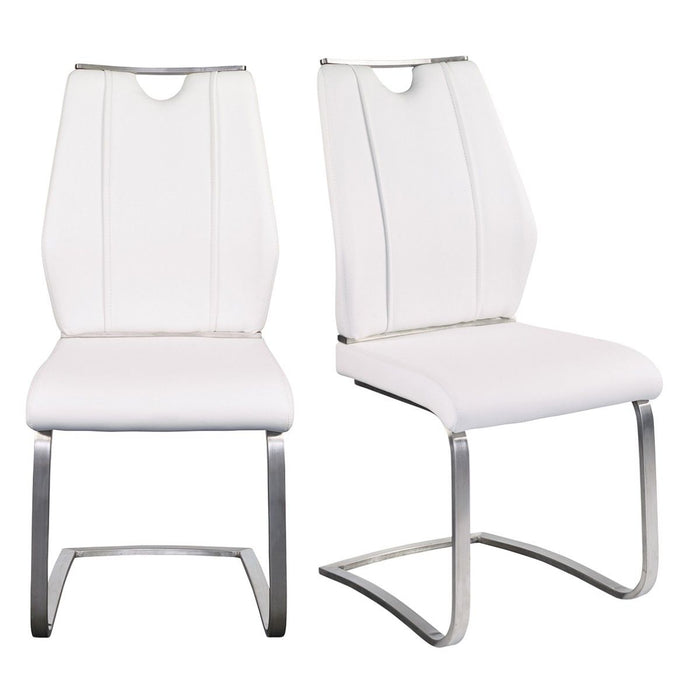 Upholstered Leather Dining Room Chairs (Set of 2) - White
