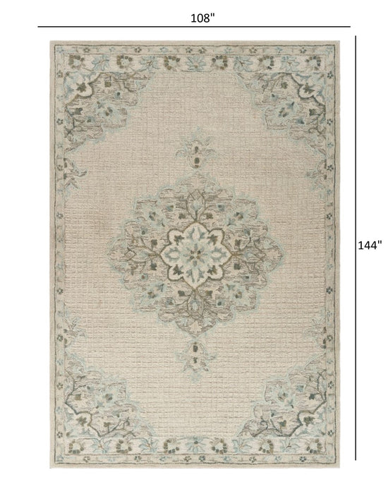 9' x 12' Wool Handmade Area Rug - Ivory