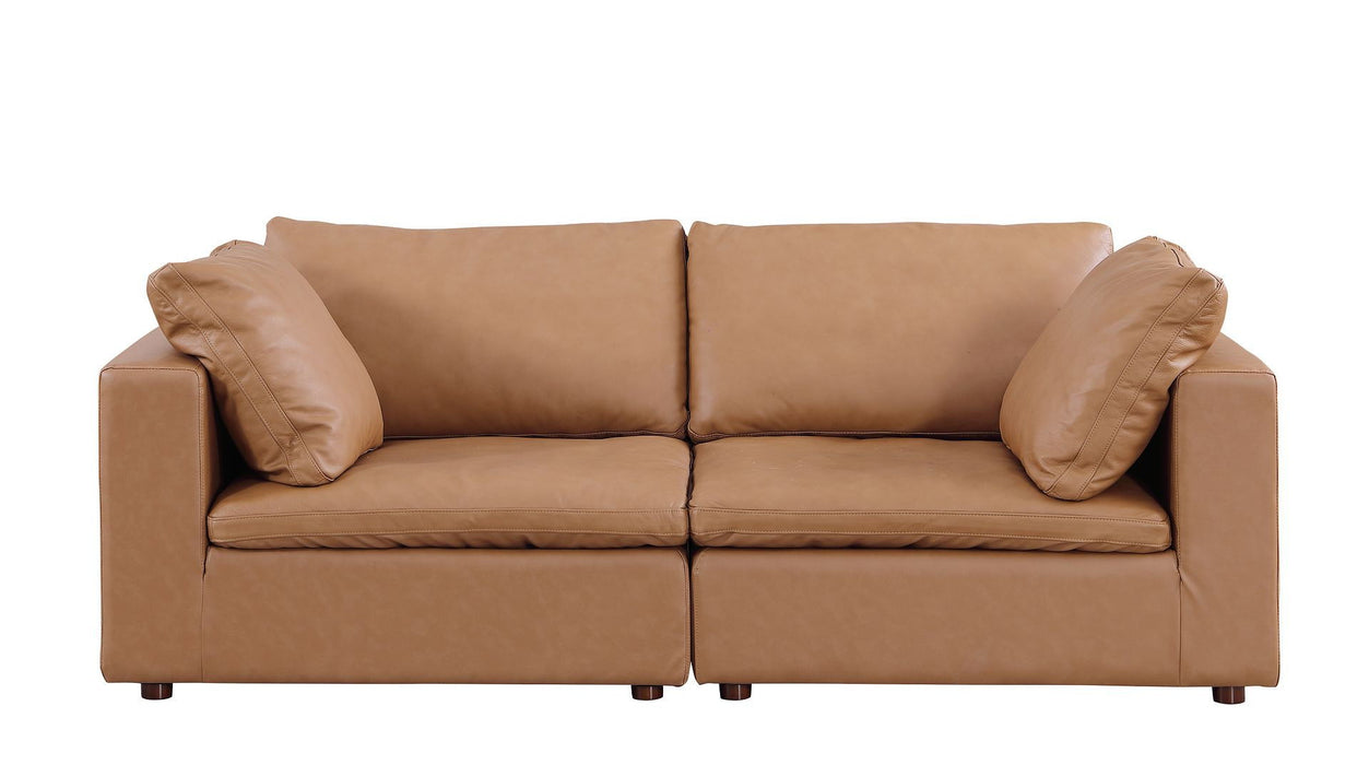 Italian Leather Loveseat - Chestnut / Brown