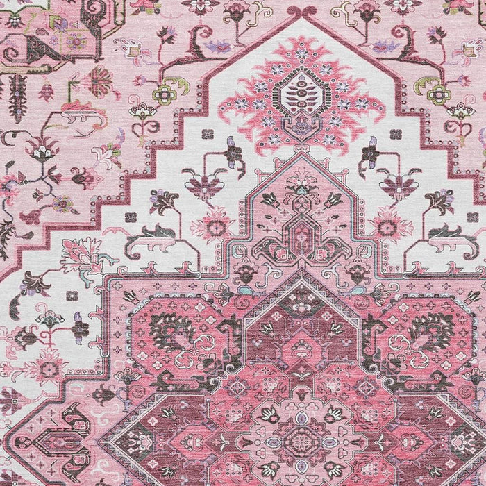 10' X 14' Oriental Washable Area Rug With UV Protection (681335) - Pink / Ivory / Gray