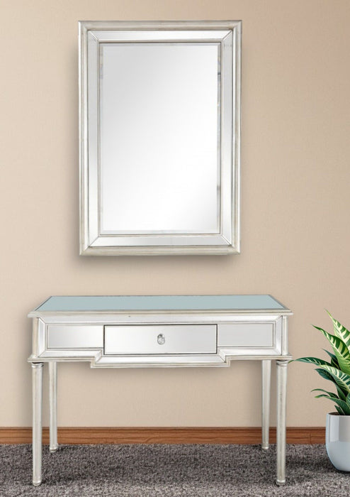 Mirror And Console Table - Antiqued Gold Finish