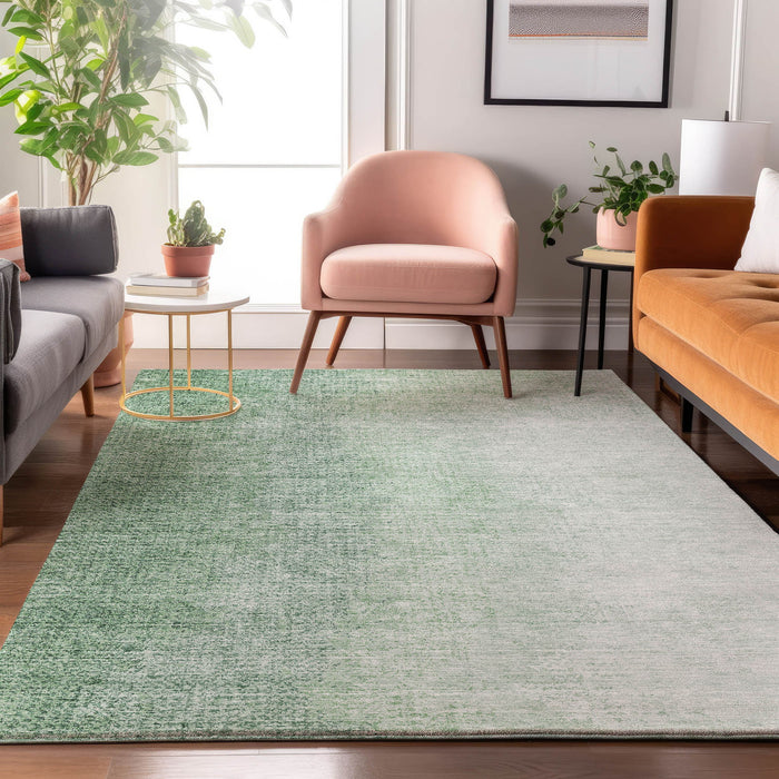 10' X 14' Ombre Washable Area Rug With UV Protection - Green And Ivory